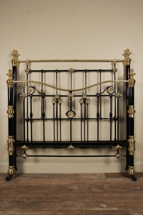 Stunning Art Nouveau Brass & Iron Double Bed 4ft 6