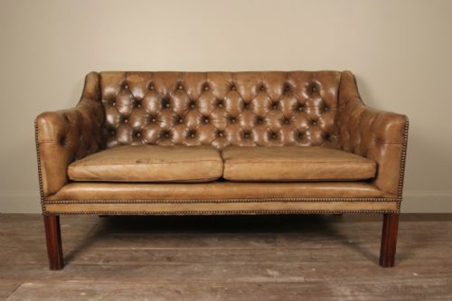 Fabulous Small Buttoned Leather Sofa