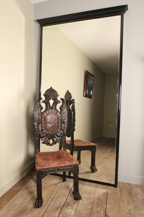 19th Century Ebonised Tall Dressing Mirror/ Outfitters Mirror