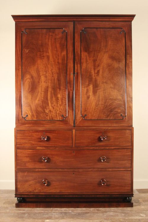 Superb George IV Mahogany Linen Press by Wilkinson of London