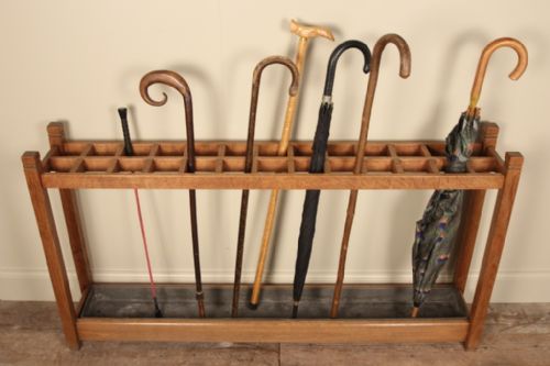 19th C. Long Oak Umbrella & Stick Stand