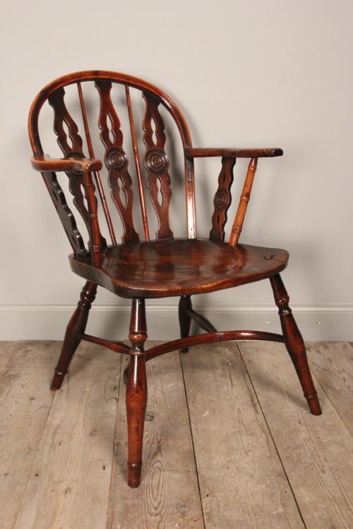 Early 19th C. Yew Wood Prior Windsor Chair
