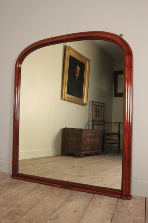 Stylish Mid 19th C. Mahogany Overmantle Wall Mirror