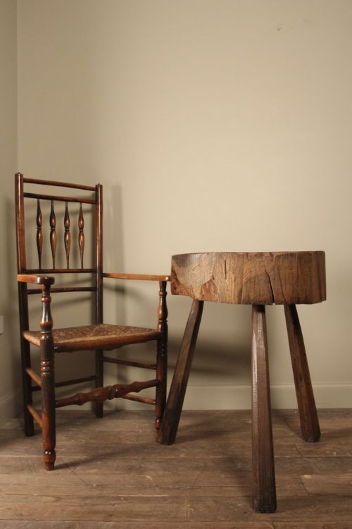 19th Century Primitive Oak Butchers Block Table
