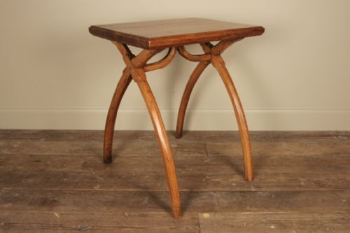 Stylish 19th C. X Frame Elm & Pine Side Table