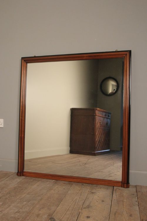 19th C Walnut Wall Mirror / Overmantle