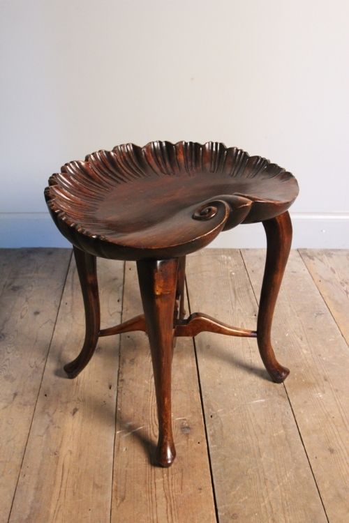 Edwardian Walnut Shell Stool