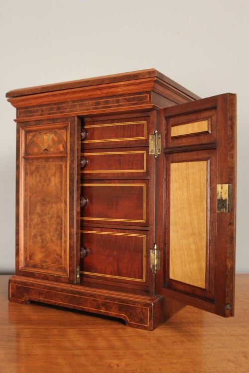 Beautiful 19th C. Burr Walnut Table Top Cabinet