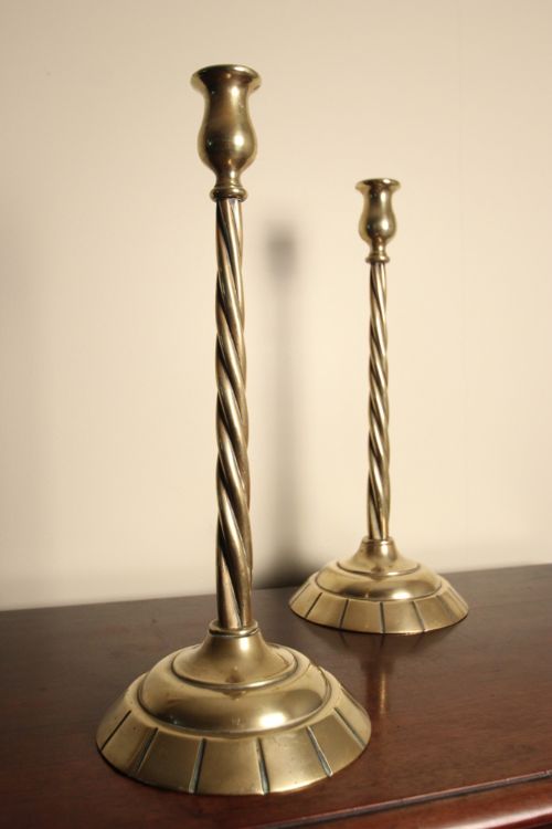 19th Century Large Brass Candlesticks