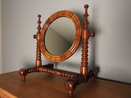 Stunning 19th C. Yew Wood Table Mirror