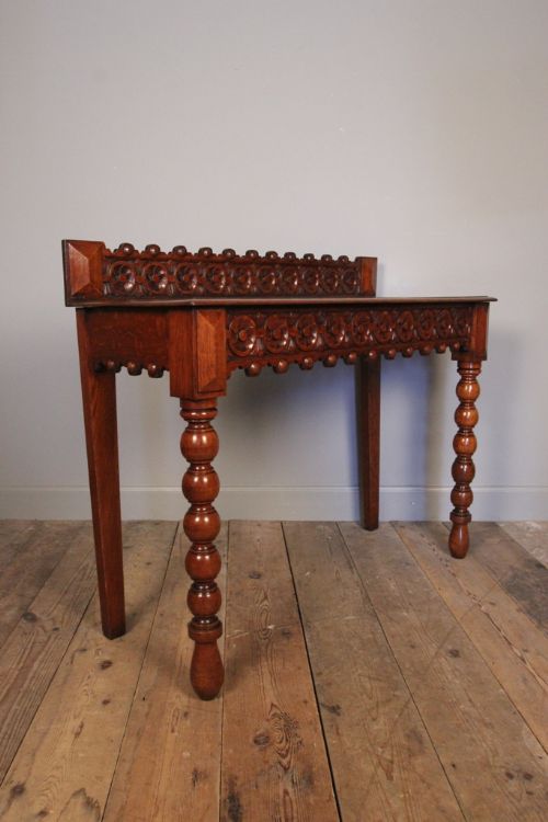 Small Oak Bobbin Console Side Table