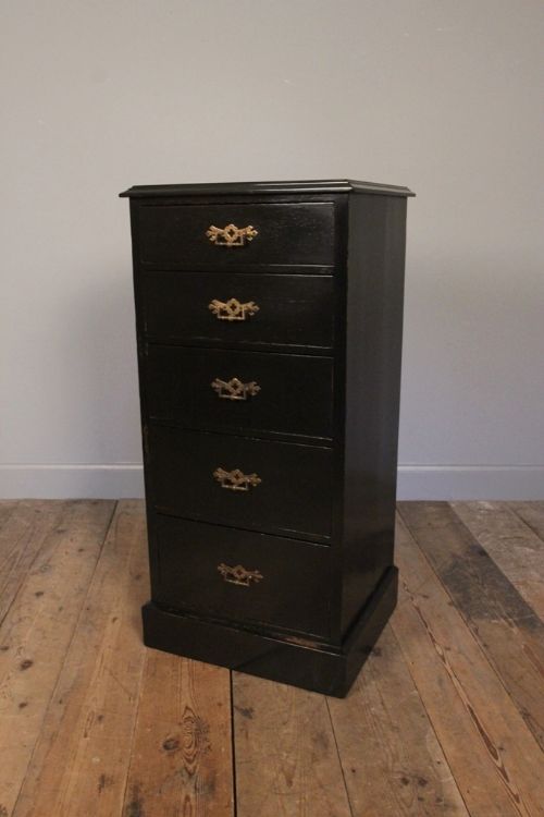 19th C. Ebonised Pillar Chest of Drawers