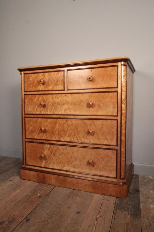 19th C. Holland & Sons Birdseye Maple Chest of Drawers