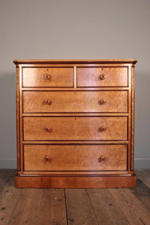 fig 1. 19th C. Holland & Sons Birdseye Maple Chest of Drawers