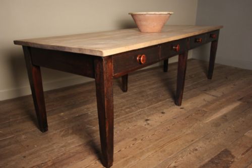 fig 1. Superb Large Sycamore Farmhouse Kitchen Dairy Table