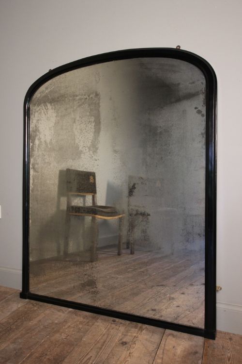 19th C. Ebonised Mirror with Amazing Plate