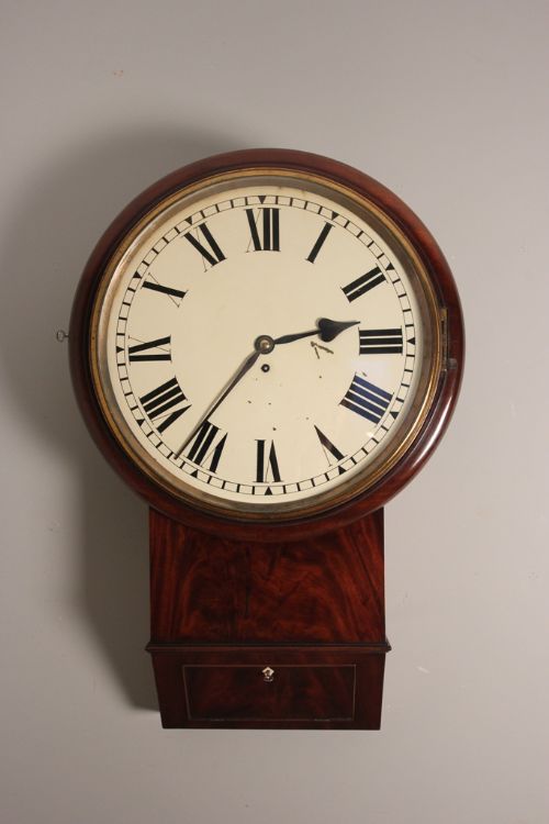 Large 16 Inch Mahogany Drop Dial Clock