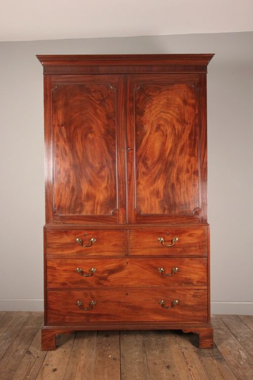 fig 1. Superb Chippendale Period Mahogany Linen Press