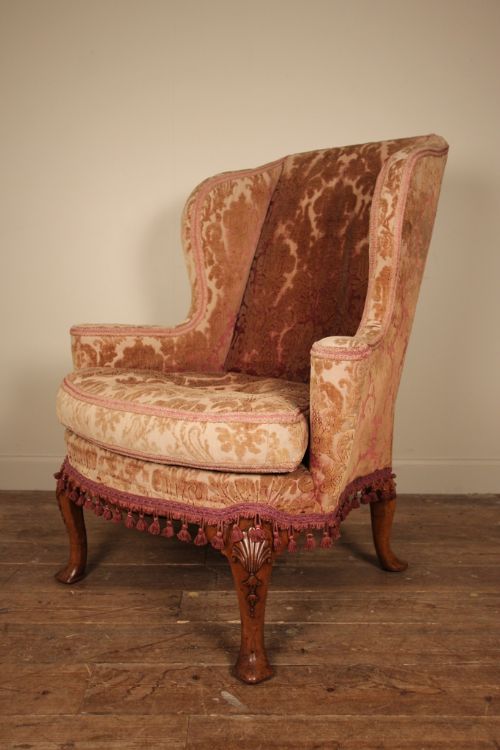 Queen Anne Walnut Wing Chair