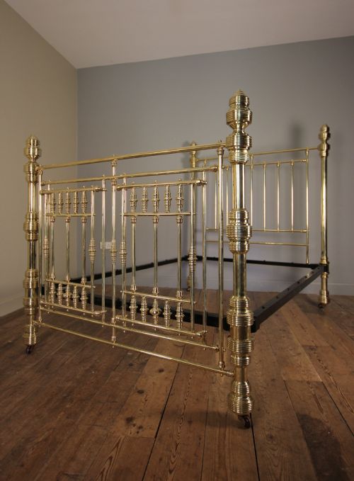 Outstanding 19th C. Brass Double Bed (4 Ft 6")