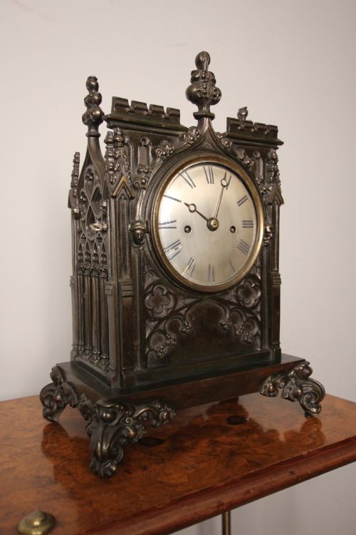 Superb 19th C Gothic Bracket Clock Double Fusee