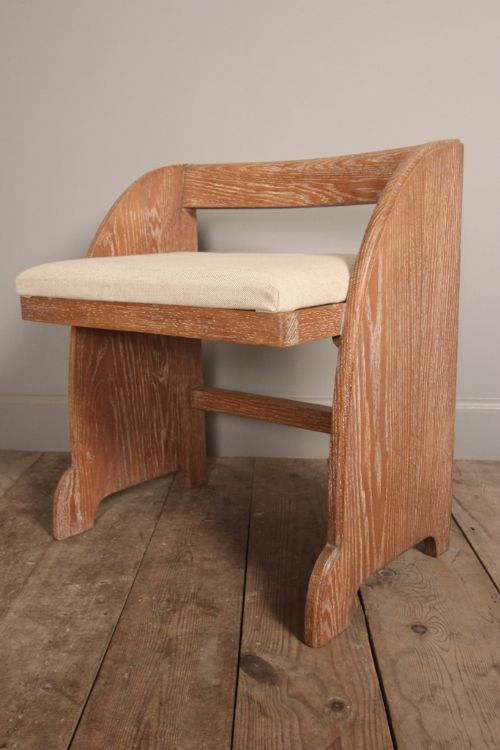 Art Deco Limed Oak Stool