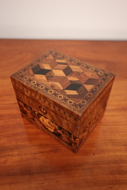Super Little Tunbridge Ware Tea Caddy