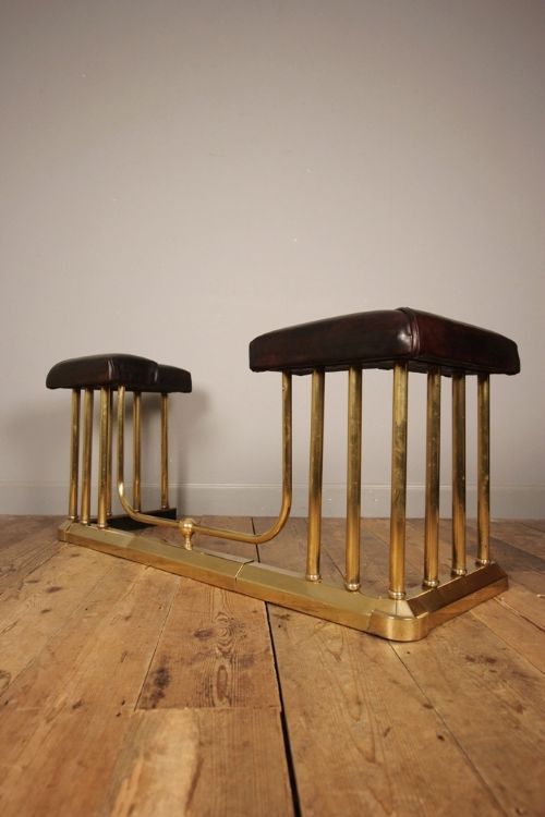 Edwardian Extendable Leather & Brass Club Fender