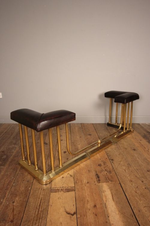 fig 1. Edwardian Extendable Leather & Brass Club Fender