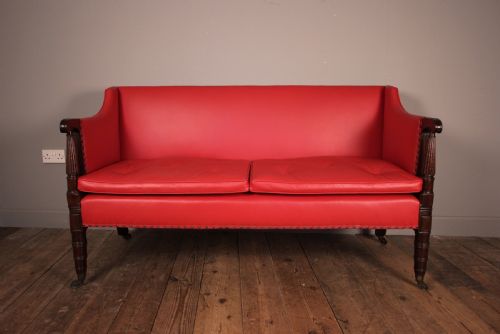 Small George IV Mahogany and Leather Sofa