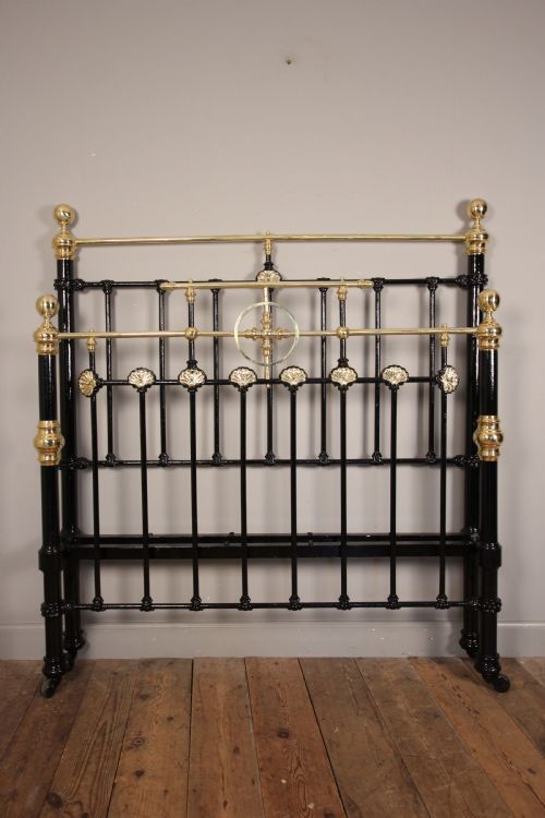 Victorian Brass and Cast Iron Double Bed (4 Ft 6")