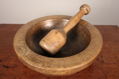 Large Treen Ash Pestle and Mortar