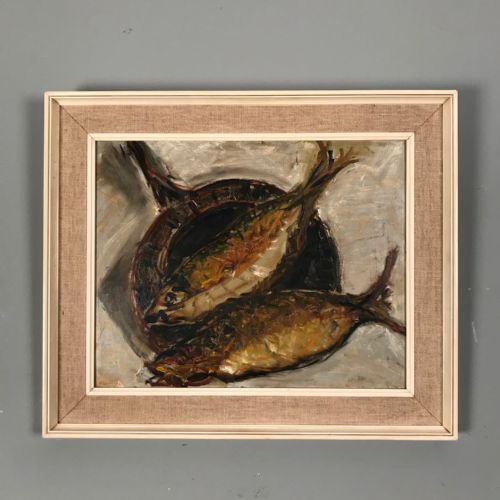 Frying Kippers - Oil on Board