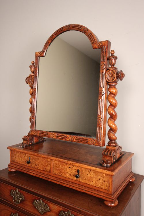 Superb Oak Gothic Table Mirror in the Manner of Richard Bridgens