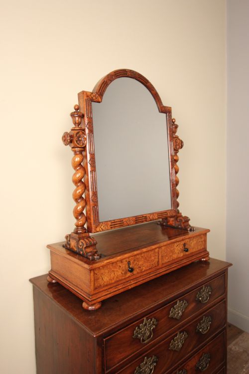 fig 1. Superb Oak Gothic Table Mirror in the manner of Richard Bridgens