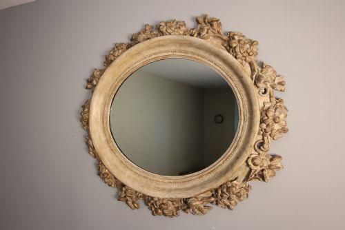 Beautiful Large Gesso and Painted Oval Mirror