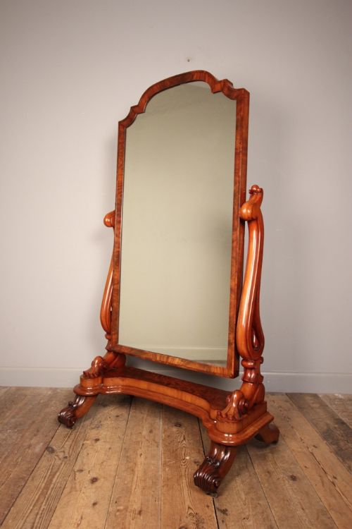 Beautiful Quality 19th C. Mahogany Cheval Mirror