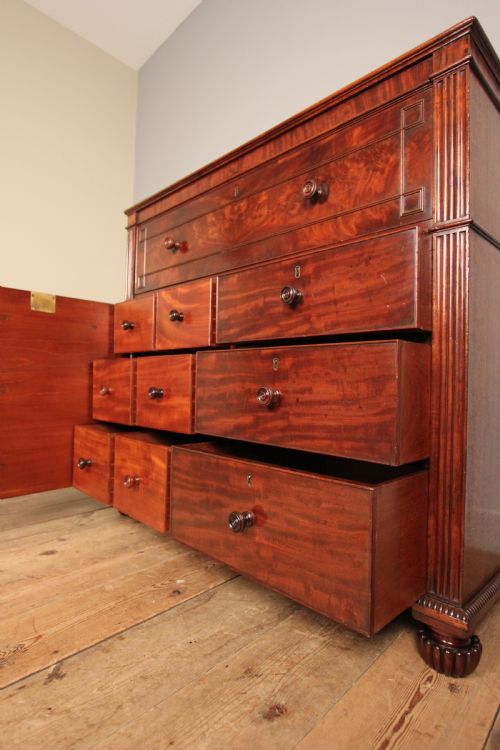 Superb Gillows George IV Mahogany Secretaire Chest of Drawers of Country House Proportions