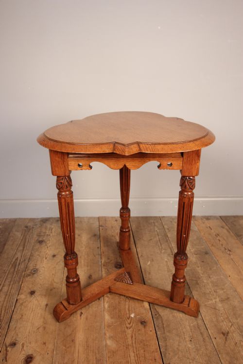 Arts and Crafts Oak Trefoil Table
