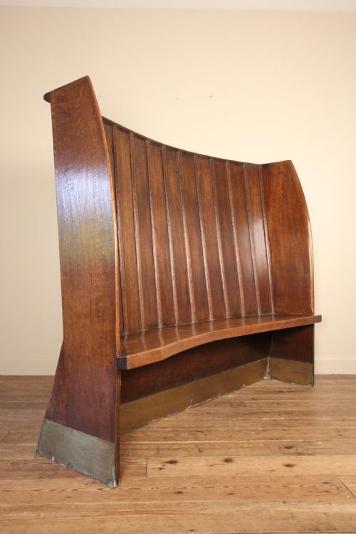 19th C Curved Oak Settle