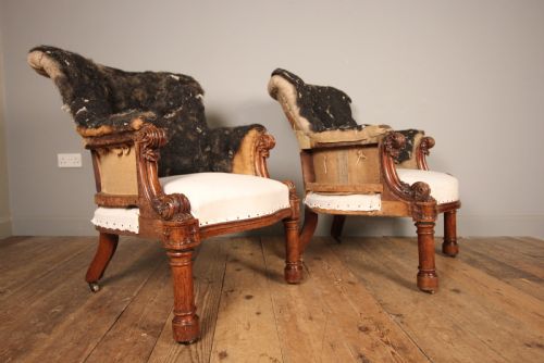 A Superb Pair English Oak Library Armchairs
