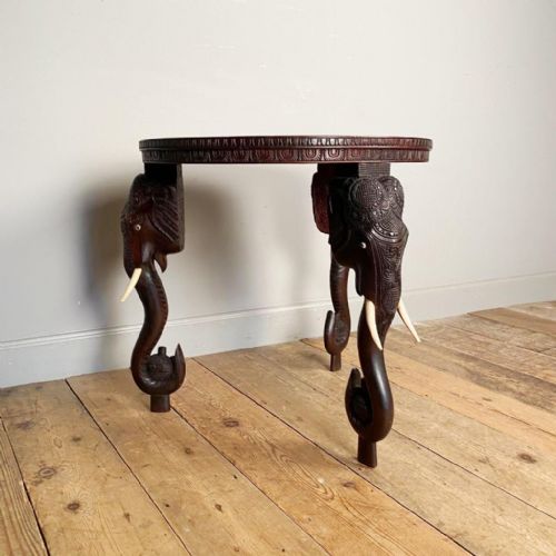Late 19th C Anglo Indian Teak Elephant Table