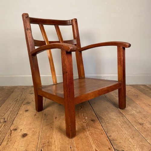 In the Manner of Heals - Arts & Crafts Oak Low Chair
