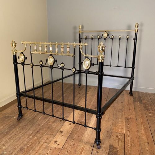 fig 1. Stunning 19th C Mother of Pearl, Brass & Iron Bed (Double)