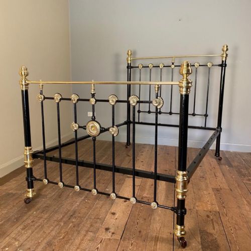 fig 1. 19th C Brass & Iron Rosette Bed (Double)