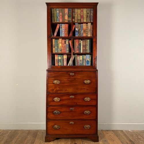George II Mahogany Narrow Secretaire Bookcase