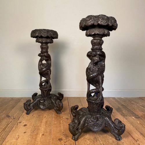 Superb Pair of 19th C. Anglo Indian Torcheres