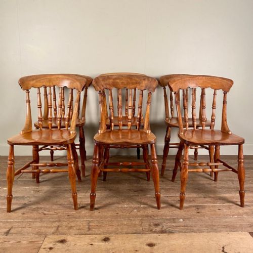Set of 6 Satin Birch Windsor Chairs