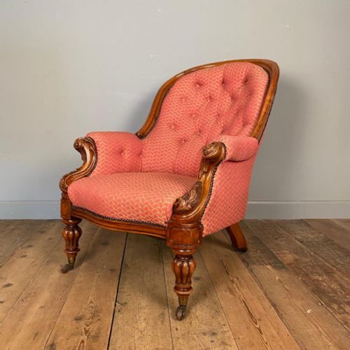 19th Century Walnut Upholstered Armchair