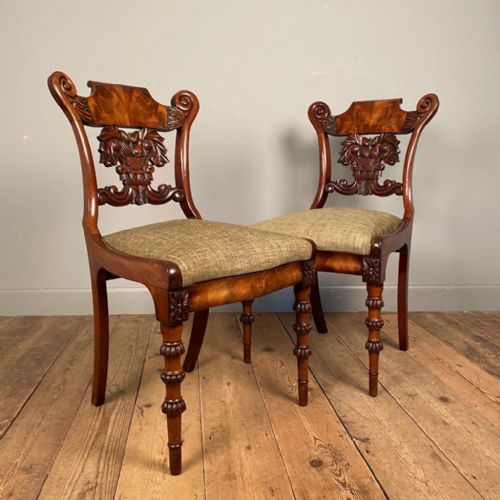 Stunning Pair of Mahogany Side Chairs
